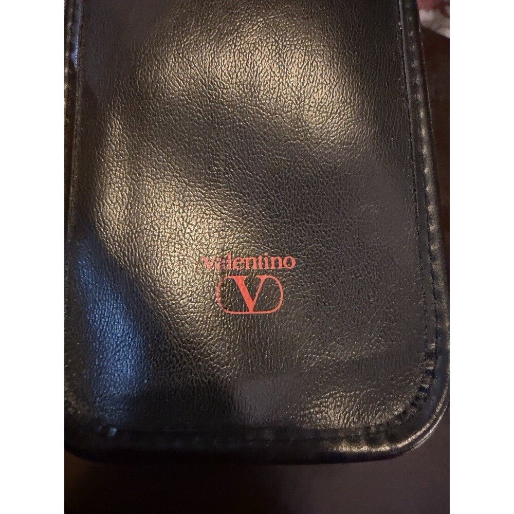 Vintage Authentic Valentino Black Faux Leather Soft Eyeglasses Case